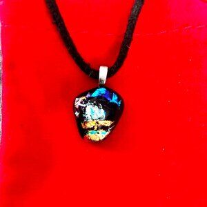 New Handmade Rope Necklace with Multi-color glass 1/2 Colorful Stone